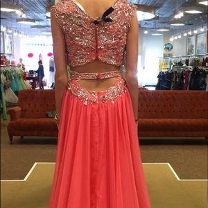 Beautiful Coral 2-Piece Prom Dress